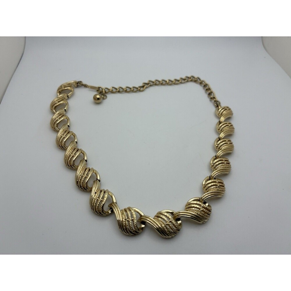 Gold Tone Adjustable Chunky Round Twisted Choker Formal Necklace